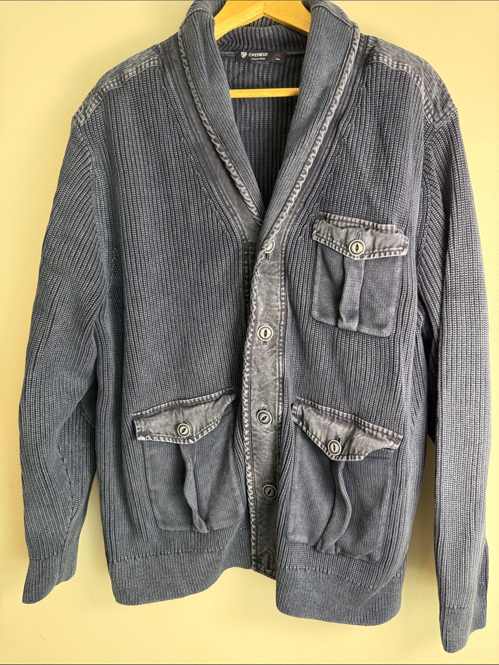 Daniel Cremieux Ribbed Knit Shawl Collar Utility Cardigan Sweater, XxL